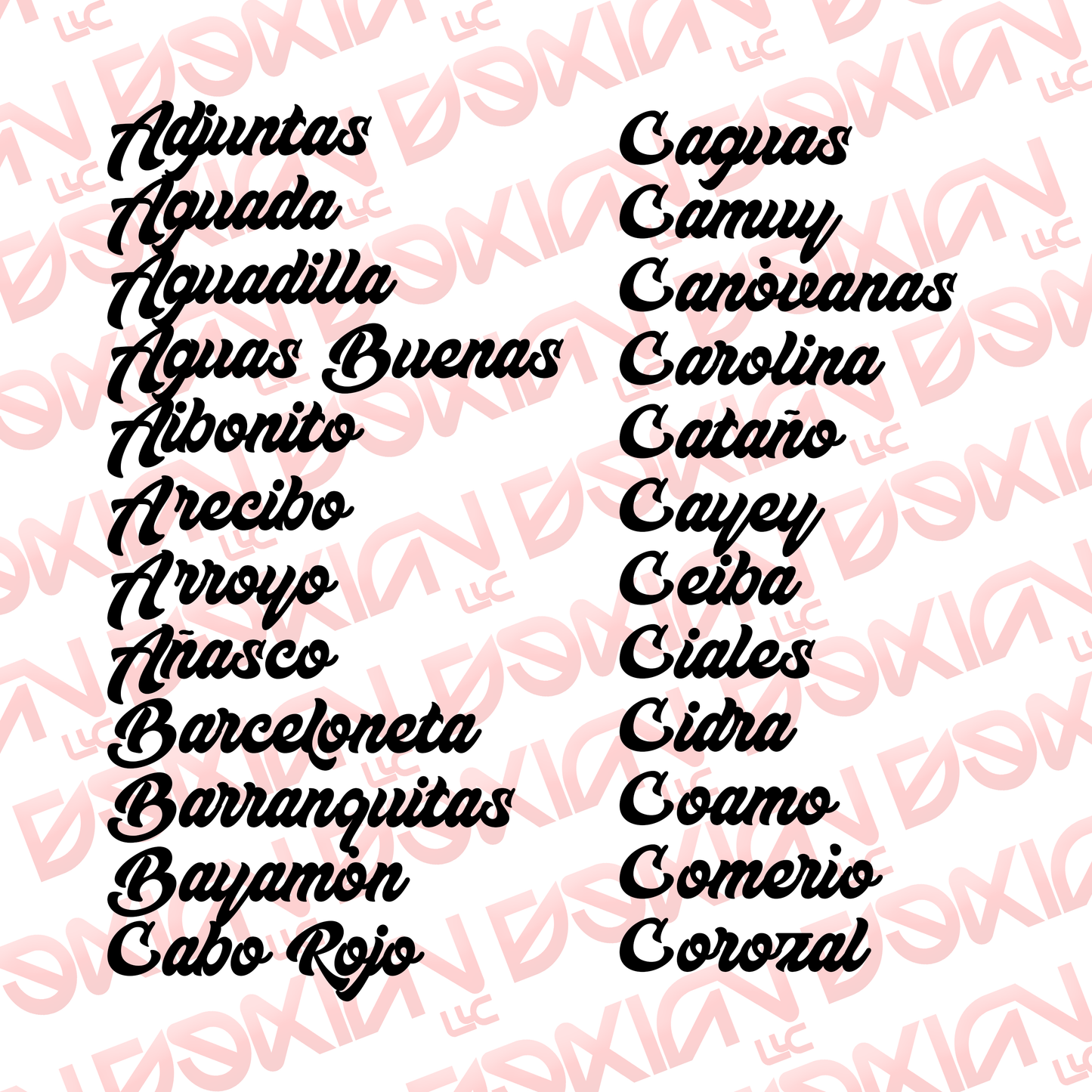 Pueblos De Puerto Rico - Vinyl Sticker BLANCO (Waterproof)