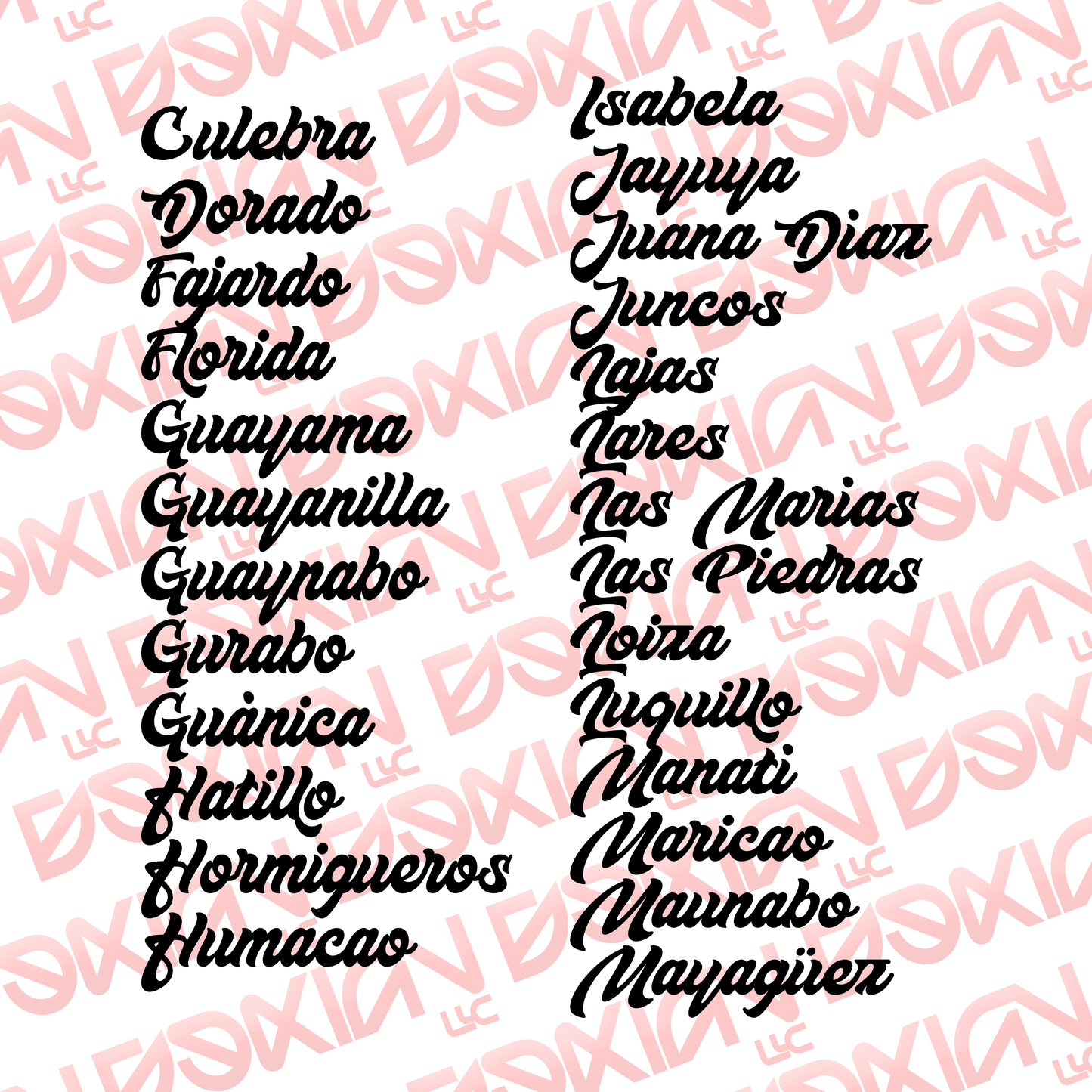Pueblos De Puerto Rico - Vinyl Sticker BLANCO (Waterproof)
