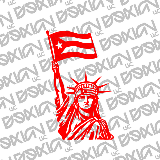 Statue of Liberty with PuertoRican Flag  - Car/Cup Sticker (Waterproof)