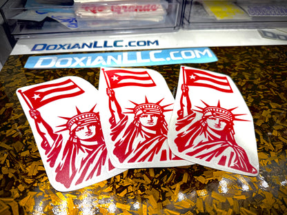 Statue of Liberty with PuertoRican Flag  - Car/Cup Sticker (Waterproof)