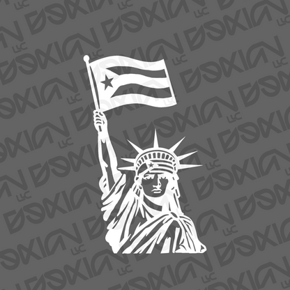 Statue of Liberty with PuertoRican Flag  - Car/Cup Sticker (Waterproof)