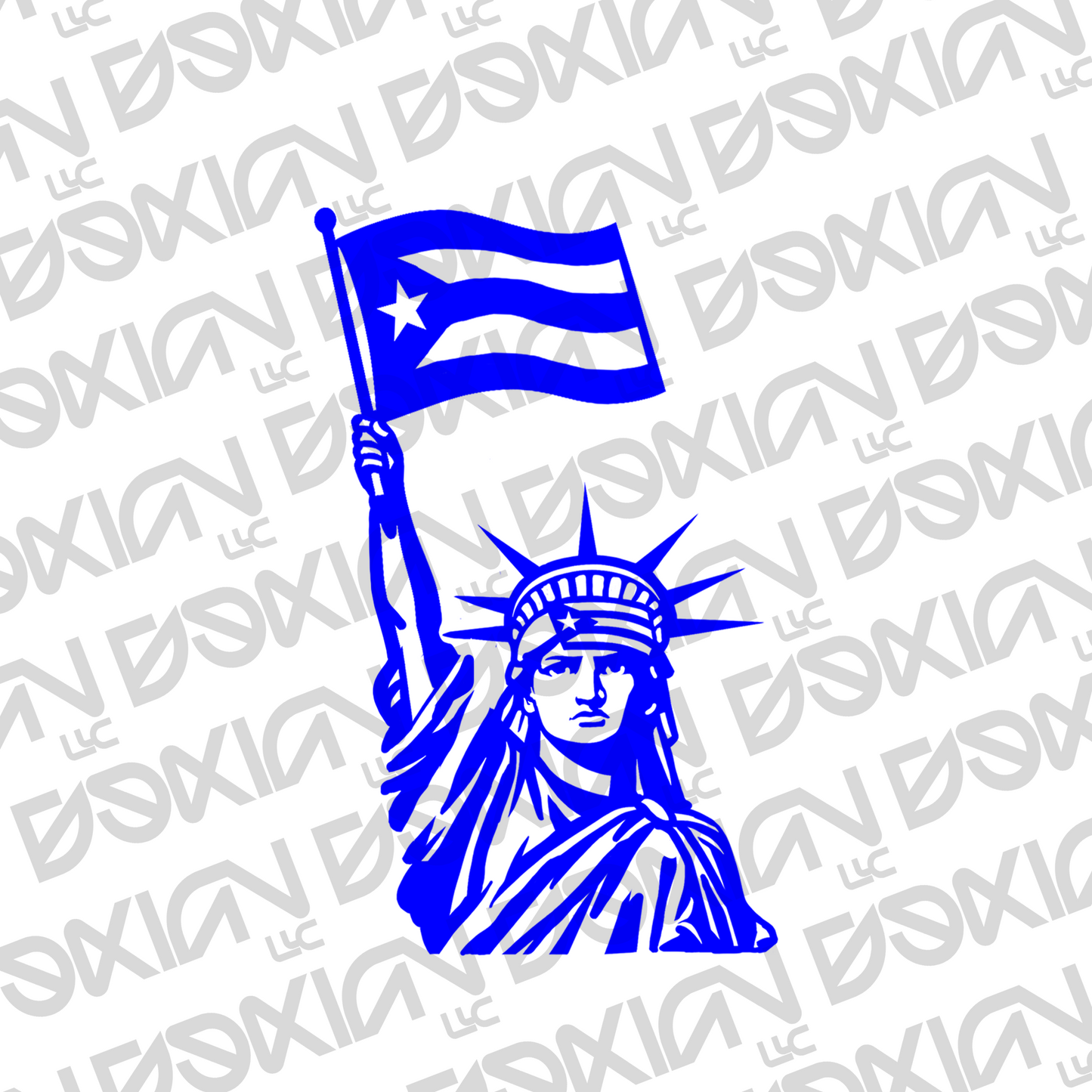 Statue of Liberty with PuertoRican Flag  - Car/Cup Sticker (Waterproof)