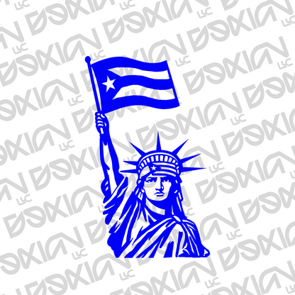 Statue of Liberty with PuertoRican Flag  - Car/Cup Sticker (Waterproof)