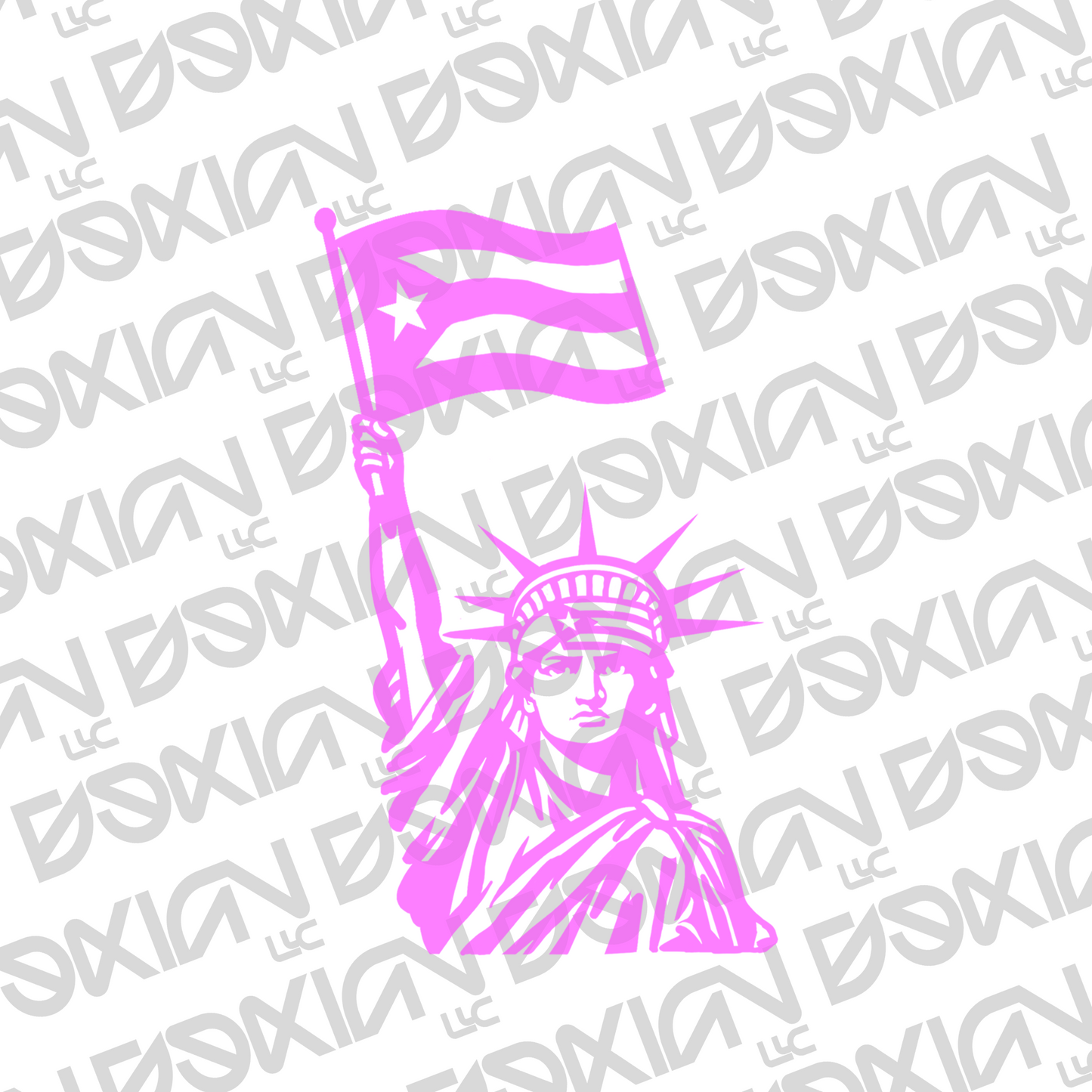 Statue of Liberty with PuertoRican Flag  - Car/Cup Sticker (Waterproof)