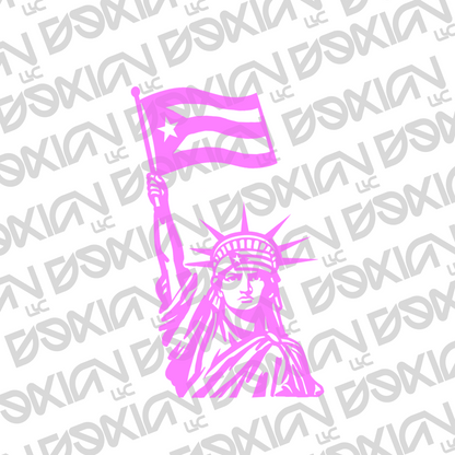 Statue of Liberty with PuertoRican Flag  - Car/Cup Sticker (Waterproof)