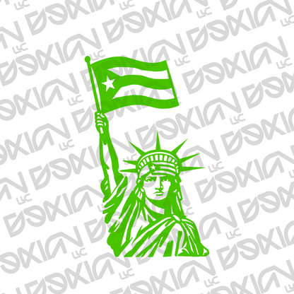 Statue of Liberty with PuertoRican Flag  - Car/Cup Sticker (Waterproof)