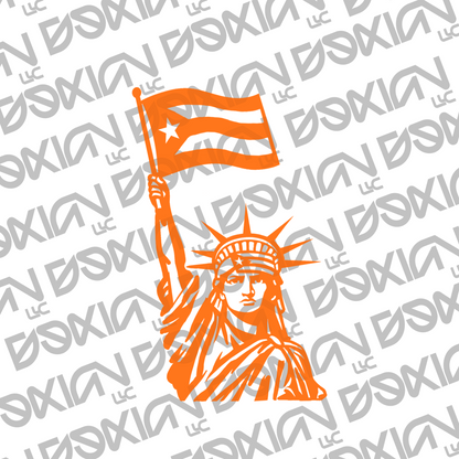 Statue of Liberty with PuertoRican Flag  - Car/Cup Sticker (Waterproof)