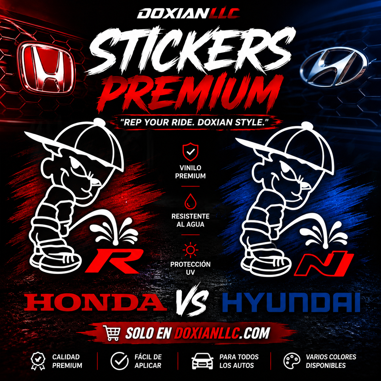 "Meando a la competencia" Honda VS Hyundai - Vinyl Waterproof Decal