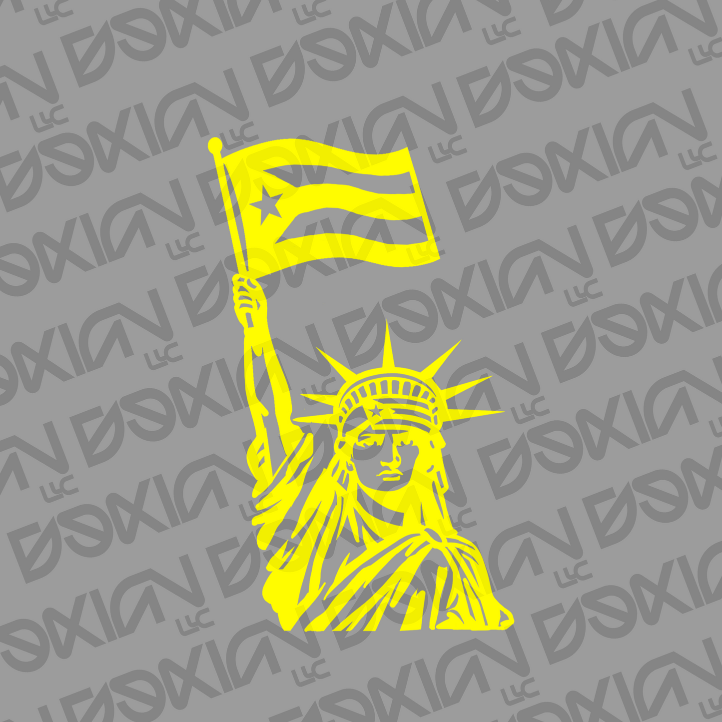 Statue of Liberty with PuertoRican Flag  - Car/Cup Sticker (Waterproof)