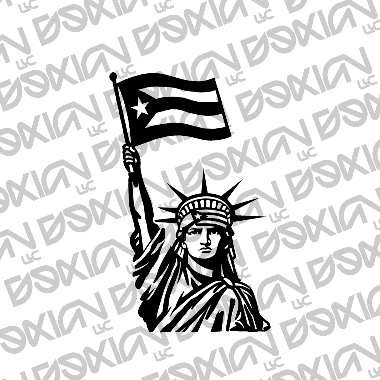 Statue of Liberty with PuertoRican Flag  - Car/Cup Sticker (Waterproof)