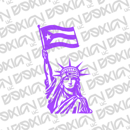Statue of Liberty with PuertoRican Flag  - Car/Cup Sticker (Waterproof)