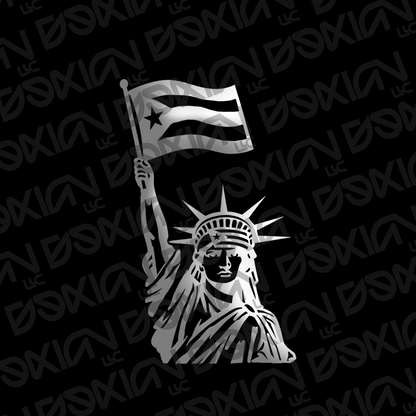 Statue of Liberty with PuertoRican Flag  - Car/Cup Sticker (Waterproof)