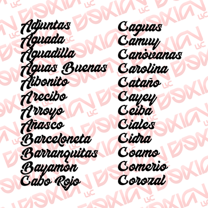 Pueblos De Puerto Rico - Vinyl Sticker BLANCO (Waterproof)